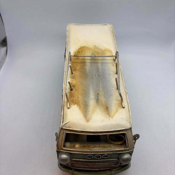 Vintage Old Fashioned Retro Beach Travel Van Metal Model Blue/White - Picture 4 of 16